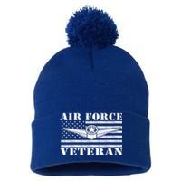 Veteran Us Air Force Meaningful Gift American Flag Veterans Top Gift Pom Pom 12in Knit Beanie