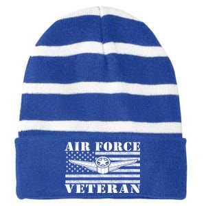 Veteran Us Air Force Meaningful Gift American Flag Veterans Top Gift Striped Beanie with Solid Band