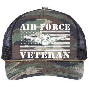 Veteran Us Air Force Meaningful Gift American Flag Veterans Top Gift Retro Rope Trucker Hat Cap