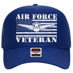 Veteran Us Air Force Meaningful Gift American Flag Veterans Top Gift High Crown Mesh Back Trucker Hat