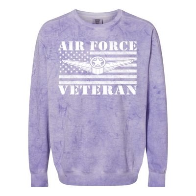 Veteran Us Air Force Gift American Flag Veterans Top Cool Gift Colorblast Crewneck Sweatshirt