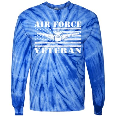 Veteran Us Air Force Gift American Flag Veterans Top Cool Gift Tie-Dye Long Sleeve Shirt