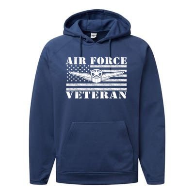 Veteran Us Air Force Gift American Flag Veterans Top Cool Gift Performance Fleece Hoodie