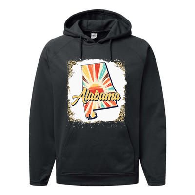 Vintage USA Alabama State Map Flag Souvenir Men Women Kids Performance Fleece Hoodie