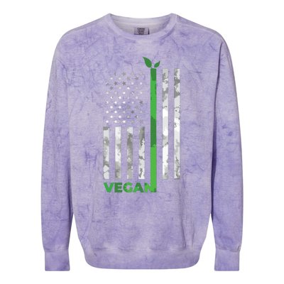 Vegan Usa American Flag Vegetarian Farming Colorblast Crewneck Sweatshirt