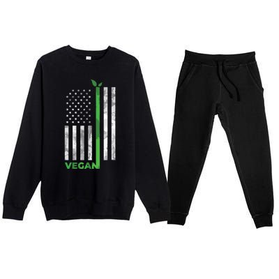 Vegan Usa American Flag Vegetarian Farming Premium Crewneck Sweatsuit Set