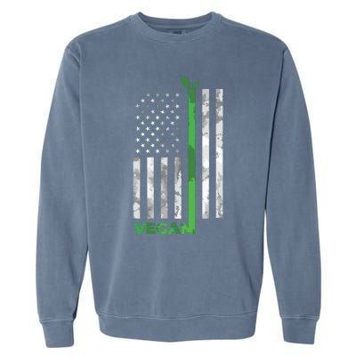 Vegan Usa American Flag Vegetarian Farming Garment-Dyed Sweatshirt