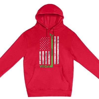 Vegan Usa American Flag Vegetarian Farming Premium Pullover Hoodie