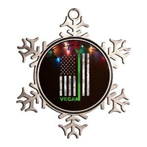 Vegan Usa American Flag Vegetarian Farming Metallic Star Ornament