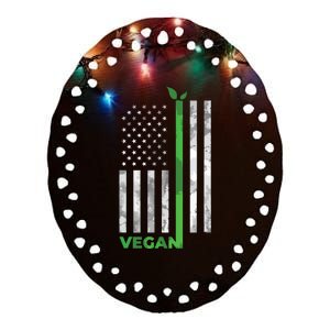 Vegan Usa American Flag Vegetarian Farming Ceramic Oval Ornament