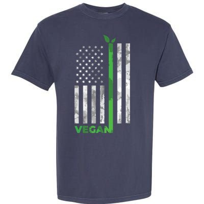 Vegan Usa American Flag Vegetarian Farming Garment-Dyed Heavyweight T-Shirt