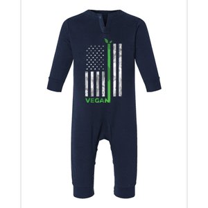 Vegan Usa American Flag Vegetarian Farming Infant Fleece One Piece