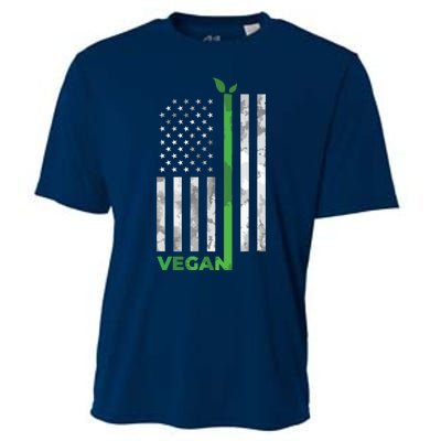 Vegan Usa American Flag Vegetarian Farming Cooling Performance Crew T-Shirt