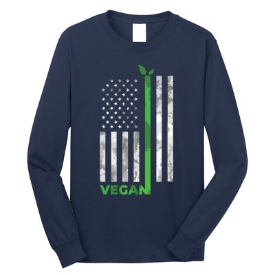 Vegan Usa American Flag Vegetarian Farming Long Sleeve Shirt