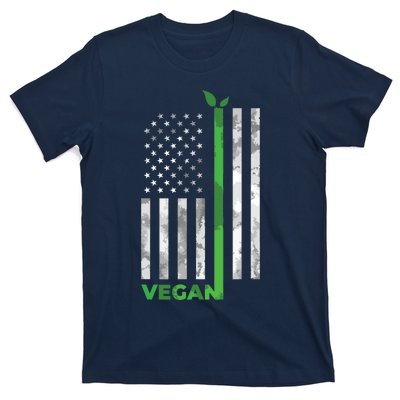 Vegan Usa American Flag Vegetarian Farming T-Shirt