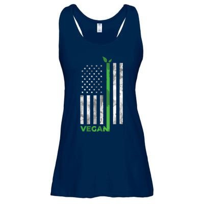 Vegan Usa American Flag Vegetarian Farming Ladies Essential Flowy Tank