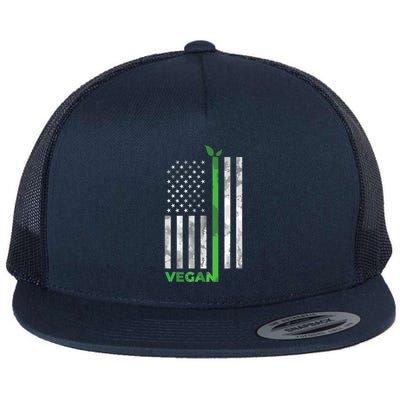 Vegan Usa American Flag Vegetarian Farming Flat Bill Trucker Hat