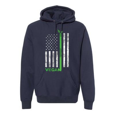 Vegan Usa American Flag Vegetarian Farming Premium Hoodie