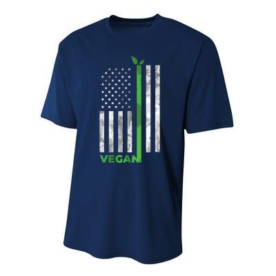 Vegan Usa American Flag Vegetarian Farming Performance Sprint T-Shirt