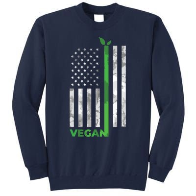 Vegan Usa American Flag Vegetarian Farming Tall Sweatshirt