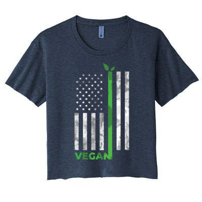 Vegan Usa American Flag Vegetarian Farming Women's Crop Top Tee