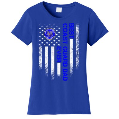 Vintage Usa American Flag Best Coast Guard Veteran Dad Ever Meaningful Gift Women's T-Shirt