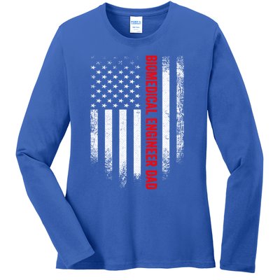 Vintage Us American Flag Biomedical Engineer Dad Engineering Gift Ladies Long Sleeve Shirt