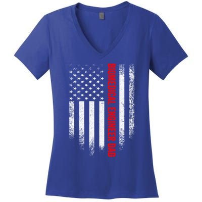 Vintage Us American Flag Biomedical Engineer Dad Engineering Gift Women's V-Neck T-Shirt