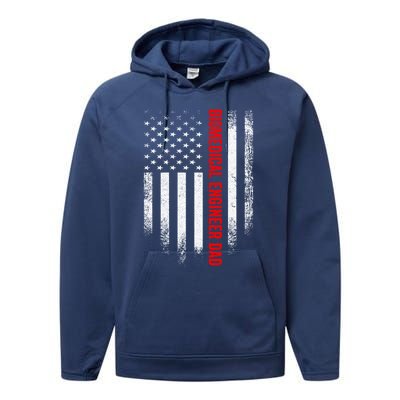 Vintage Us American Flag Biomedical Engineer Dad Engineering Gift Performance Fleece Hoodie