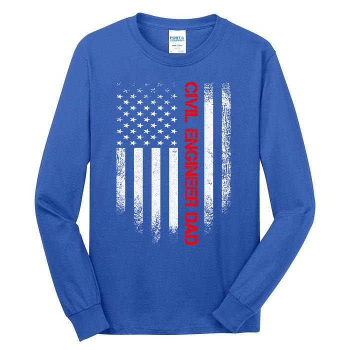 Vintage Usa American Flag Civil Engineer Dad Engineering Great Gift Tall Long Sleeve T-Shirt