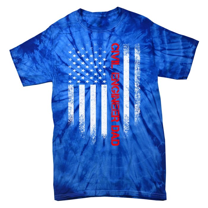 Vintage Usa American Flag Civil Engineer Dad Engineering Great Gift Tie-Dye T-Shirt