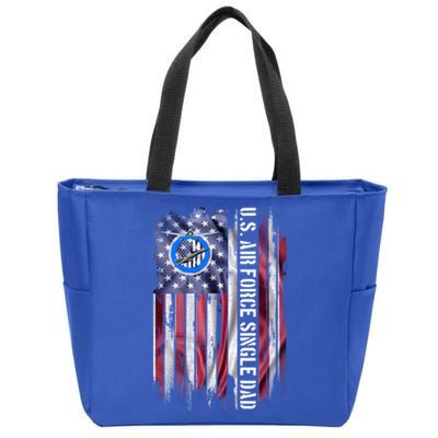 Vintage Usa American Flag Proud Air Force Veteran Single Dad Cool Gift Zip Tote Bag