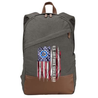 Vintage Usa American Flag Proud Air Force Veteran Single Dad Cool Gift Cotton Canvas Backpack