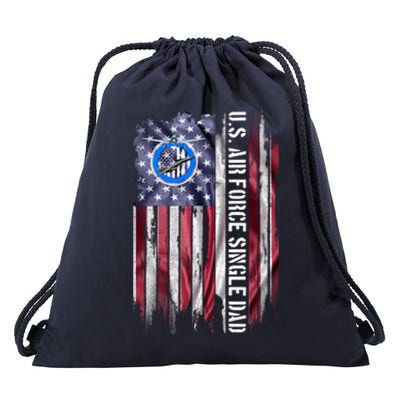 Vintage Usa American Flag Proud Air Force Veteran Single Dad Cool Gift Drawstring Bag