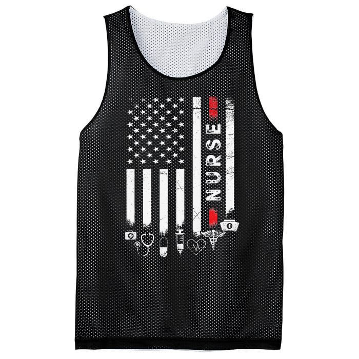 Vintage USA American Flag VA Nurse Patriotic Funny Nurse Day Mesh Reversible Basketball Jersey Tank