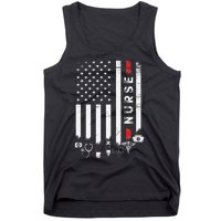 Vintage USA American Flag VA Nurse Patriotic Funny Nurse Day Tank Top