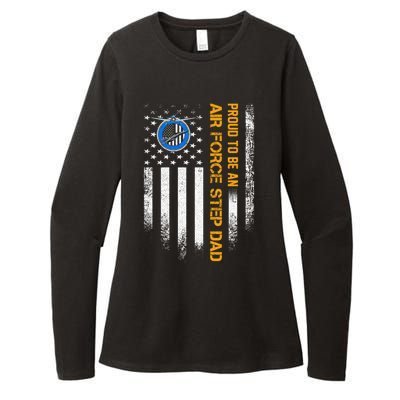 Vintage Usa American Flag Proud To Be An Air Force Step Dad Funny Gift Womens CVC Long Sleeve Shirt