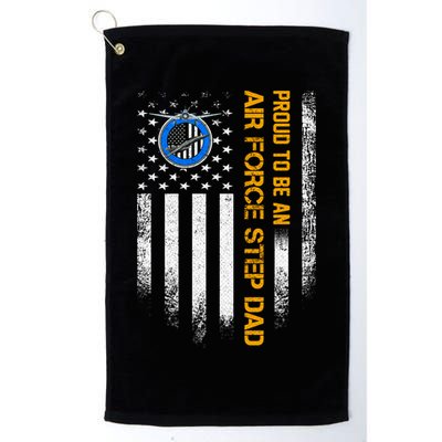 Vintage Usa American Flag Proud To Be An Air Force Step Dad Funny Gift Golf Towel