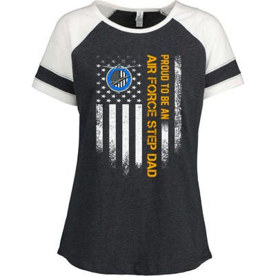 Vintage Usa American Flag Proud To Be An Air Force Step Dad Funny Gift Enza Ladies Jersey Colorblock Tee