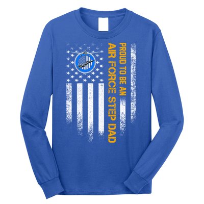 Vintage Usa American Flag Proud To Be An Air Force Step Dad Funny Gift Long Sleeve Shirt