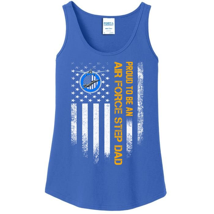 Vintage Usa American Flag Proud To Be An Air Force Step Dad Funny Gift Ladies Essential Tank