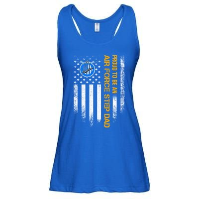 Vintage Usa American Flag Proud To Be An Air Force Step Dad Funny Gift Ladies Essential Flowy Tank