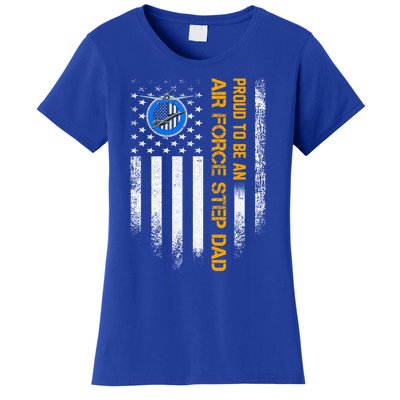 Vintage Usa American Flag Proud To Be An Air Force Step Dad Funny Gift Women's T-Shirt