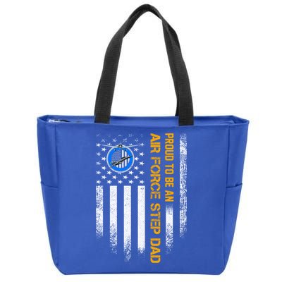 Vintage Usa American Flag Proud To Be An Air Force Step Dad Funny Gift Zip Tote Bag