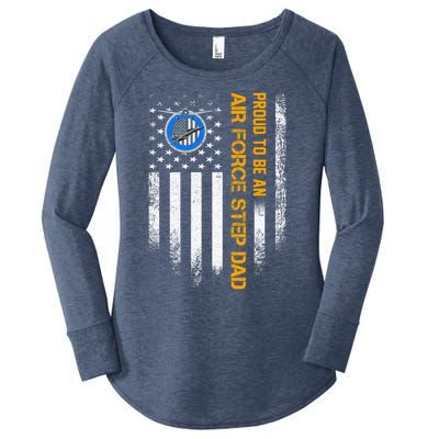 Vintage Usa American Flag Proud To Be An Air Force Step Dad Funny Gift Women's Perfect Tri Tunic Long Sleeve Shirt