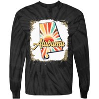 Vintage Usa Alabama State Map Flag Souvenir Tie-Dye Long Sleeve Shirt