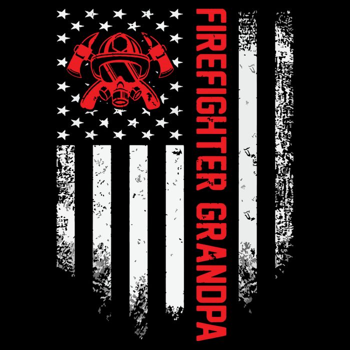 Vintage USA American Flag Firefighter Grandpa Silhouette T-Shirt