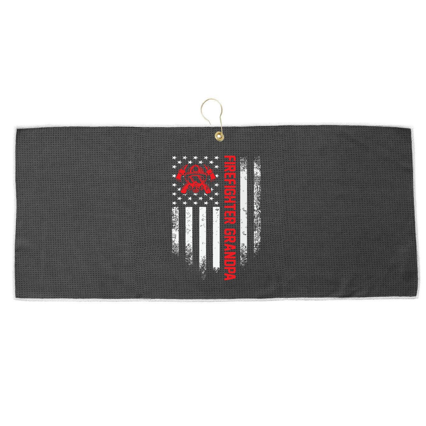 Vintage USA American Flag Firefighter Grandpa Silhouette Large Microfiber Waffle Golf Towel