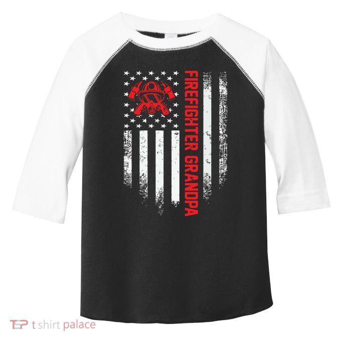 Vintage USA American Flag Firefighter Grandpa Silhouette Toddler Fine Jersey T-Shirt