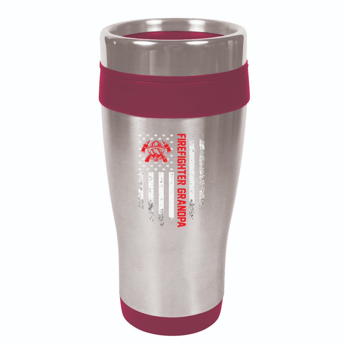 Vintage USA American Flag Firefighter Grandpa Silhouette 16oz Travel Tumbler